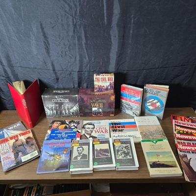 Books - Magazines - and VHS tapes all on war - Civil War - WWII - and more