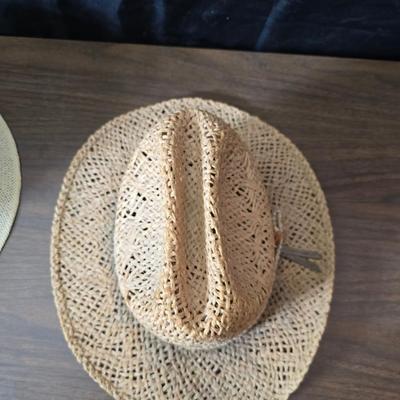 Two straw hats - Made in USA 6 7/8 - Bailey straw hat