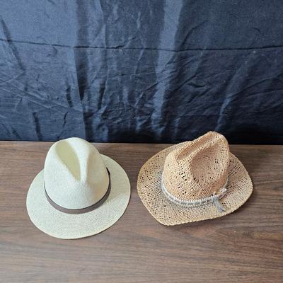 Two straw hats - Made in USA 6 7/8 - Bailey straw hat