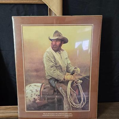 Set of three western themed poster / prints with a wood frame that they will fit