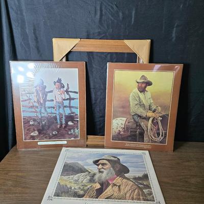 Set of three western themed poster / prints with a wood frame that they will fit
