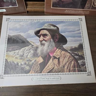 Set of three western themed poster / prints with a wood frame that they will fit