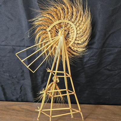 Wheat grass windmill with long accent mirrors - smaller accent mirrors with wheat and a when themed candle holder