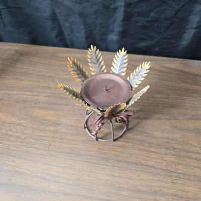 Wheat grass windmill with long accent mirrors - smaller accent mirrors with wheat and a when themed candle holder