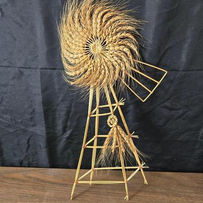 Wheat grass windmill with long accent mirrors - smaller accent mirrors with wheat and a when themed candle holder