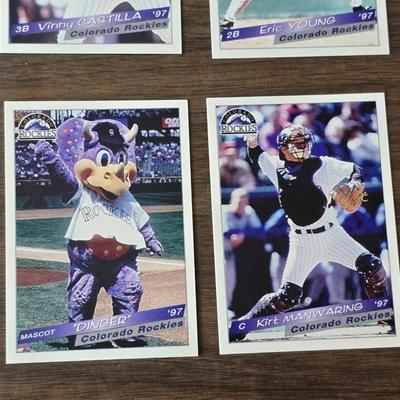 Collection of vintage Colorado Rockies memorabilia - Baseball cards - Pogs - coins- calendars and more
