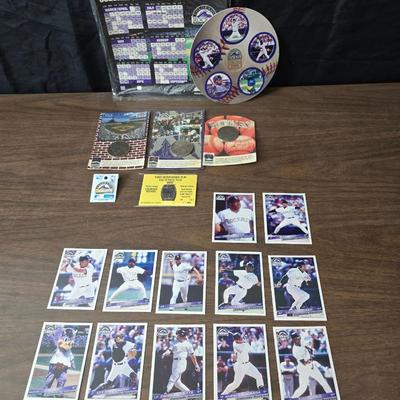 Collection of vintage Colorado Rockies memorabilia - Baseball cards - Pogs - coins- calendars and more