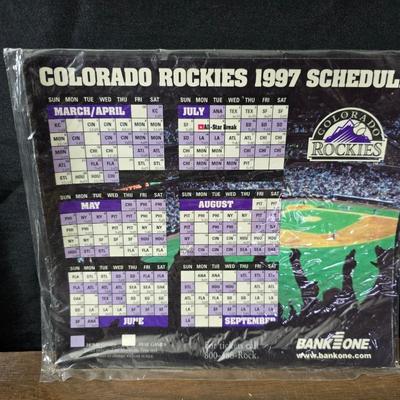 Collection of vintage Colorado Rockies memorabilia - Baseball cards - Pogs - coins- calendars and more