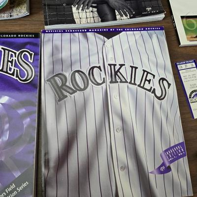 More Colorado Rockies memorabilia -Dinger Colorado Rockies mascot plush figure - hats - coins - booklets and more