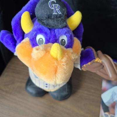 More Colorado Rockies memorabilia -Dinger Colorado Rockies mascot plush figure - hats - coins - booklets and more
