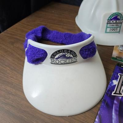 More Colorado Rockies memorabilia -Dinger Colorado Rockies mascot plush figure - hats - coins - booklets and more