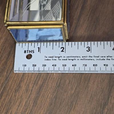 Vintage Marion Kay Masonic Desk Clock Model No. 30 Blue Lodge with etched trinket box and a vase