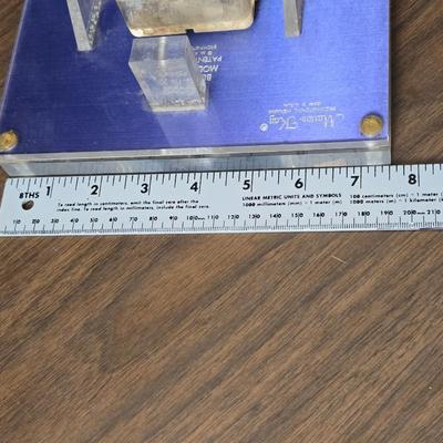 Vintage Marion Kay Masonic Desk Clock Model No. 30 Blue Lodge with etched trinket box and a vase