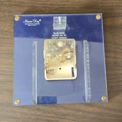 Vintage Marion Kay Masonic Desk Clock Model No. 30 Blue Lodge with etched trinket box and a vase