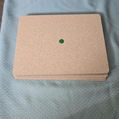 Hooker's Fruits Pimpernel cork backed placemats and matching coasters - Brass candle sticks- a tablecloth and a pottery hotplate