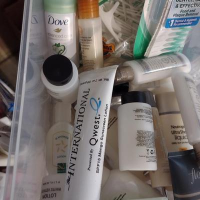 TRAVEL SIZE HYGIENE, FLOSS PICKS, DOVE DEODORANT, HAND LOTION AND MORE!