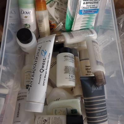 TRAVEL SIZE HYGIENE, FLOSS PICKS, DOVE DEODORANT, HAND LOTION AND MORE!
