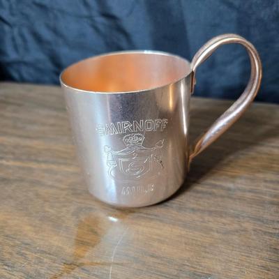 Copper fondu pot with forks a "Le Saucier" copper sauce pot with copper toned tray and mug