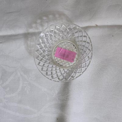 Pressed glass collection of bowls, platters, and candlesticks