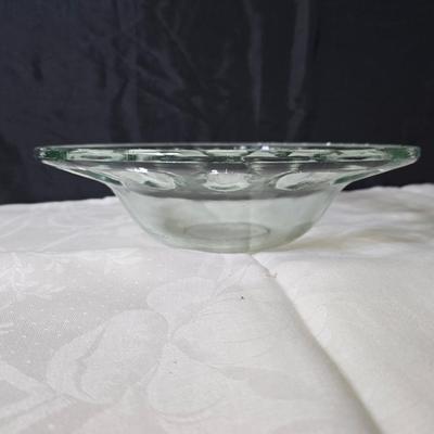 Pressed glass collection of bowls, platters, and candlesticks