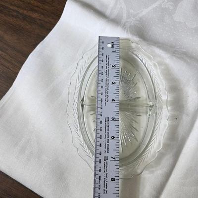 Pressed glass collection of bowls, platters, and candlesticks