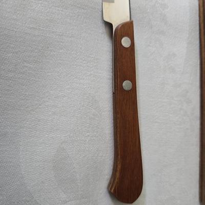 Metalware - trays, basket and divided dish with a collection of new Stainless JAPAN STEAK KNIVES