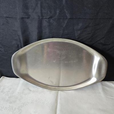 Metalware - trays, basket and divided dish with a collection of new Stainless JAPAN STEAK KNIVES