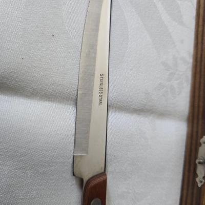 Metalware - trays, basket and divided dish with a collection of new Stainless JAPAN STEAK KNIVES