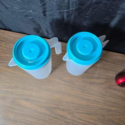 Large collection of water bottles - Great replacements for kids at school - and two plastic pitchers with lids