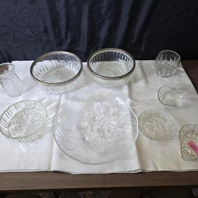 Glassware - fruit designs - silver color rimmed bowls and more