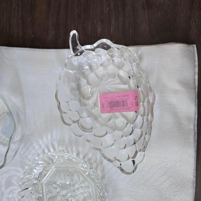 Glassware - fruit designs - silver color rimmed bowls and more