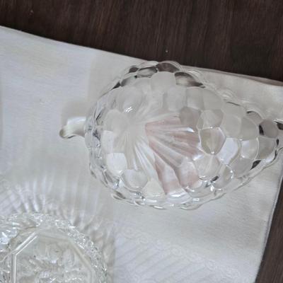 Glassware - fruit designs - silver color rimmed bowls and more
