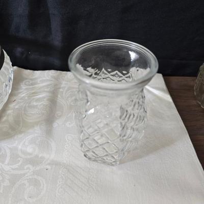 Glassware - fruit designs - silver color rimmed bowls and more