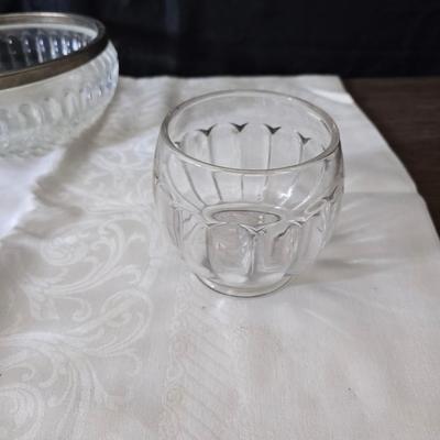 Glassware - fruit designs - silver color rimmed bowls and more