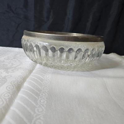 Glassware - fruit designs - silver color rimmed bowls and more