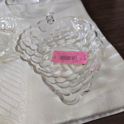 Glassware - fruit designs - silver color rimmed bowls and more