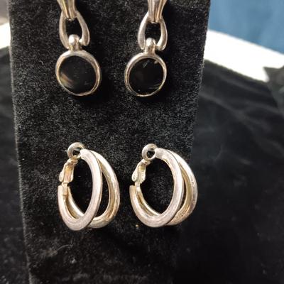 NATIVE AMERICAN CRAFTED STERLING EARRINGS AND SILVER TONE PAIRS
