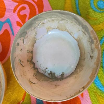 Fire king orange lusterware with a fun & funky vintage tablecloth