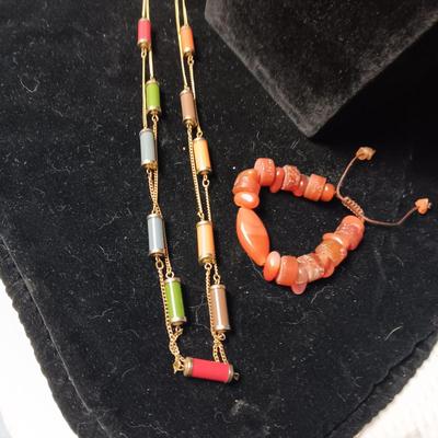 STONE BEADED NECKLACES AND BRACELET