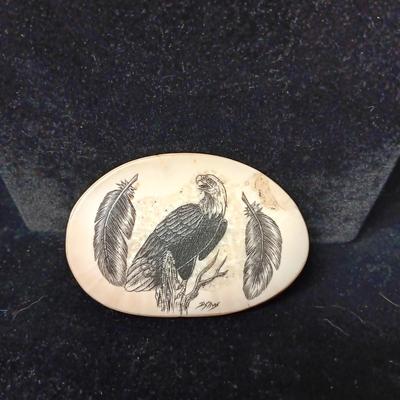 SCRIMSHAW BELT BUCKLE BY D SIMS