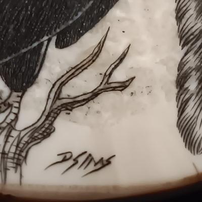 SCRIMSHAW BELT BUCKLE BY D SIMS