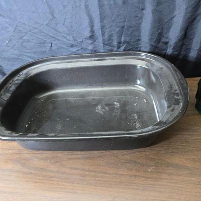 Assorted kitchen items - new ice straw maker - metal & glass dishware - roasting pan and more