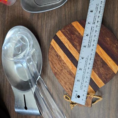 Assorted kitchen items - new ice straw maker - metal & glass dishware - roasting pan and more