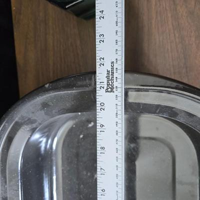 Assorted kitchen items - new ice straw maker - metal & glass dishware - roasting pan and more