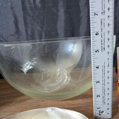 Assorted kitchen items - new ice straw maker - metal & glass dishware - roasting pan and more