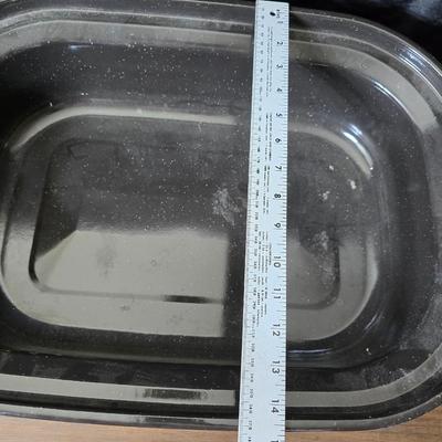 Assorted kitchen items - new ice straw maker - metal & glass dishware - roasting pan and more