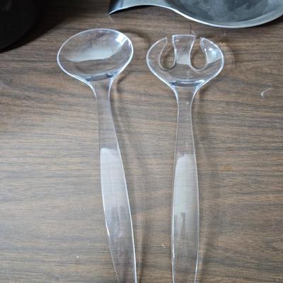 Assorted kitchen items - new ice straw maker - metal & glass dishware - roasting pan and more