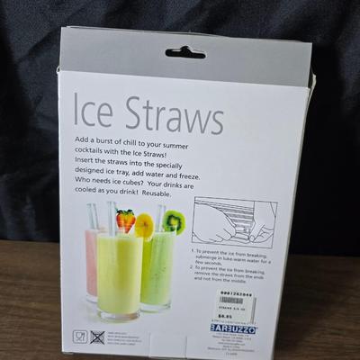 Assorted kitchen items - new ice straw maker - metal & glass dishware - roasting pan and more