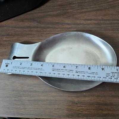 Assorted kitchen items - new ice straw maker - metal & glass dishware - roasting pan and more