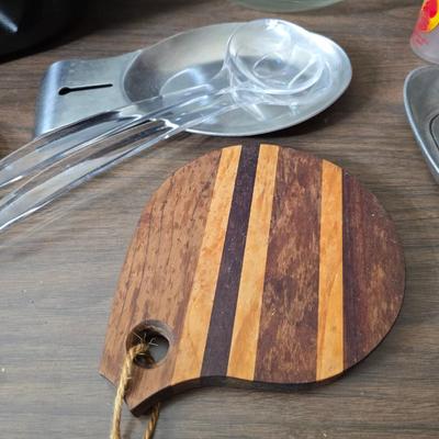 Assorted kitchen items - new ice straw maker - metal & glass dishware - roasting pan and more